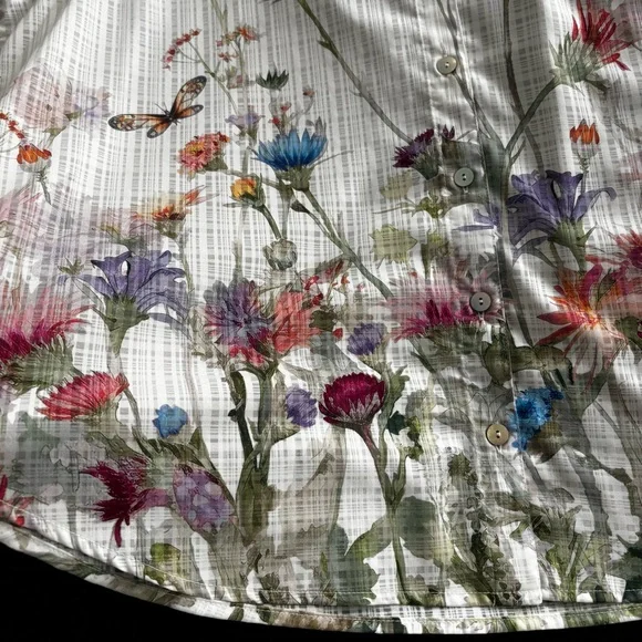 Alfred Dunner Garden Party Floral Watercolor Button Front White Blouse XL NWOT - Picture 10 of 13